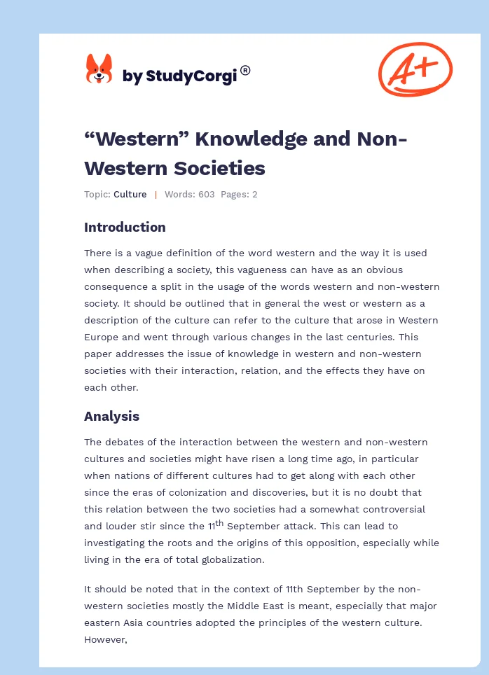 “Western” Knowledge and Non-Western Societies. Page 1