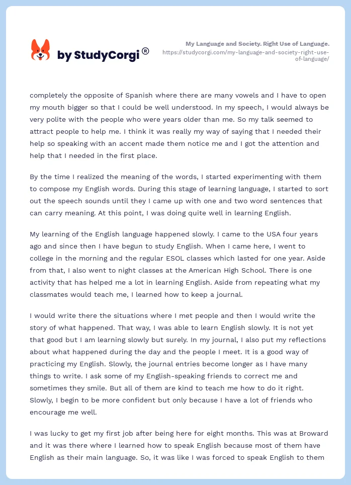 My Language and Society. Right Use of Language.. Page 2