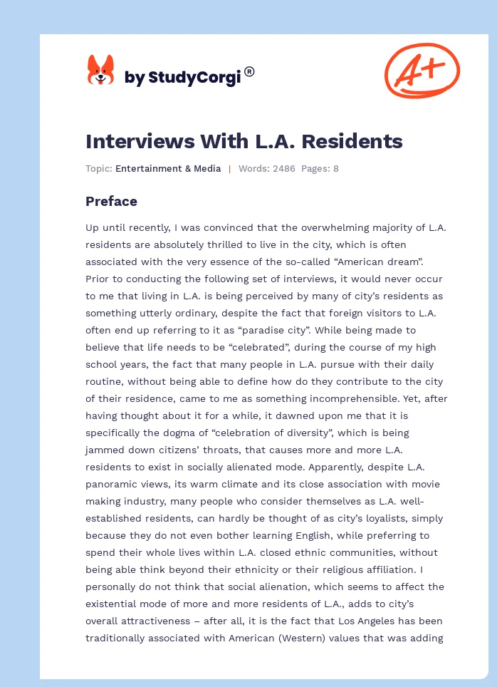 Interviews With L.A. Residents. Page 1