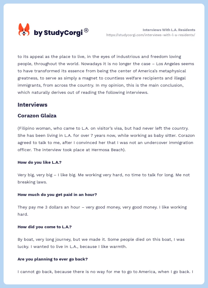Interviews With L.A. Residents. Page 2