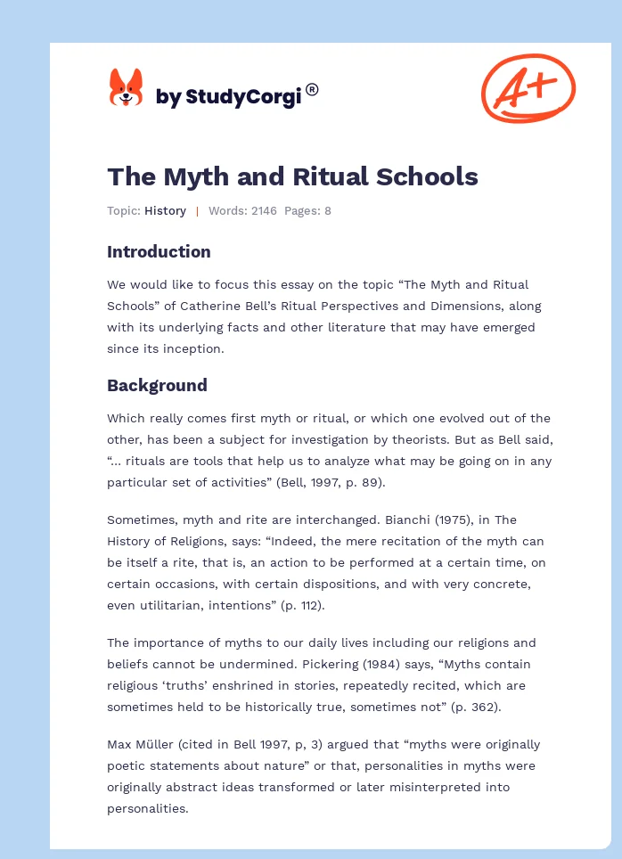 The Myth and Ritual Schools. Page 1
