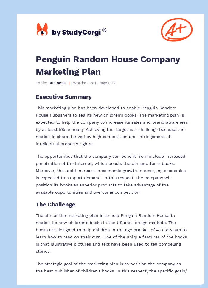 Penguin Random House Company Marketing Plan. Page 1