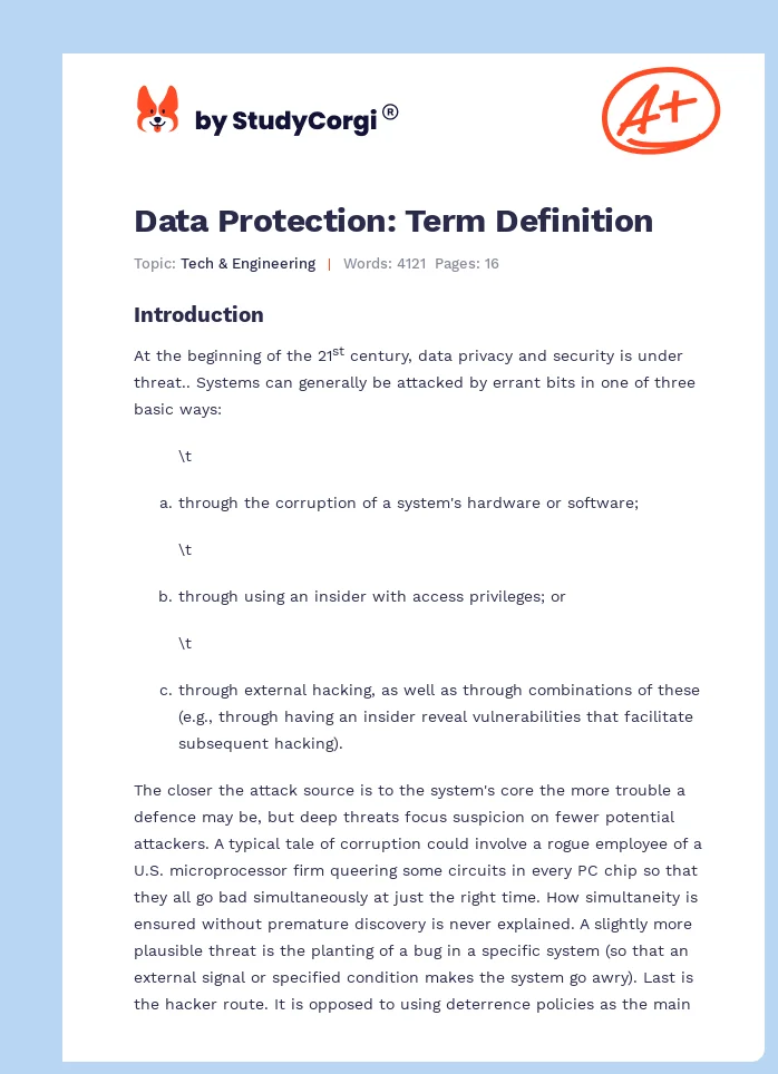 Data Protection: Term Definition. Page 1