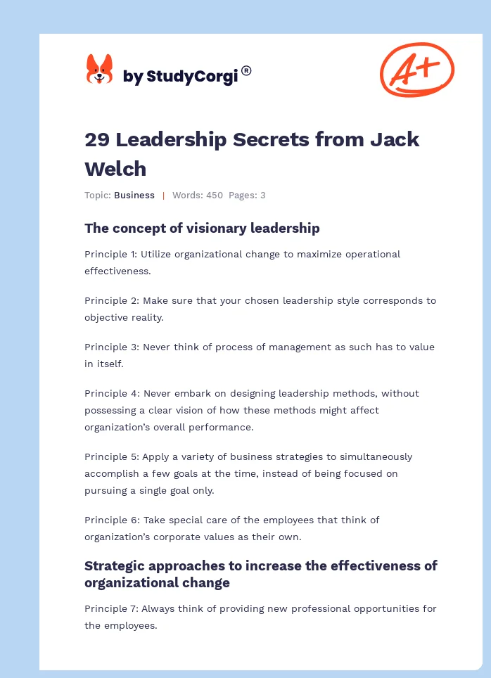 29 Leadership Secrets from Jack Welch. Page 1