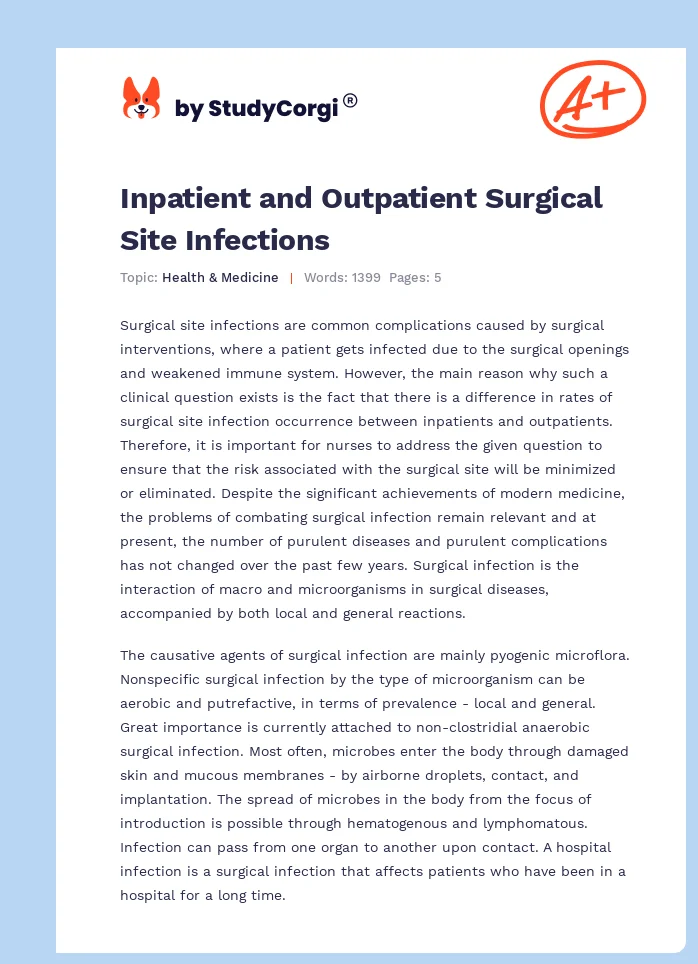 Inpatient and Outpatient Surgical Site Infections. Page 1