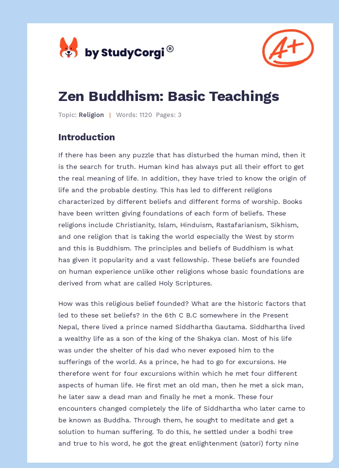 Zen Buddhism: Basic Teachings. Page 1