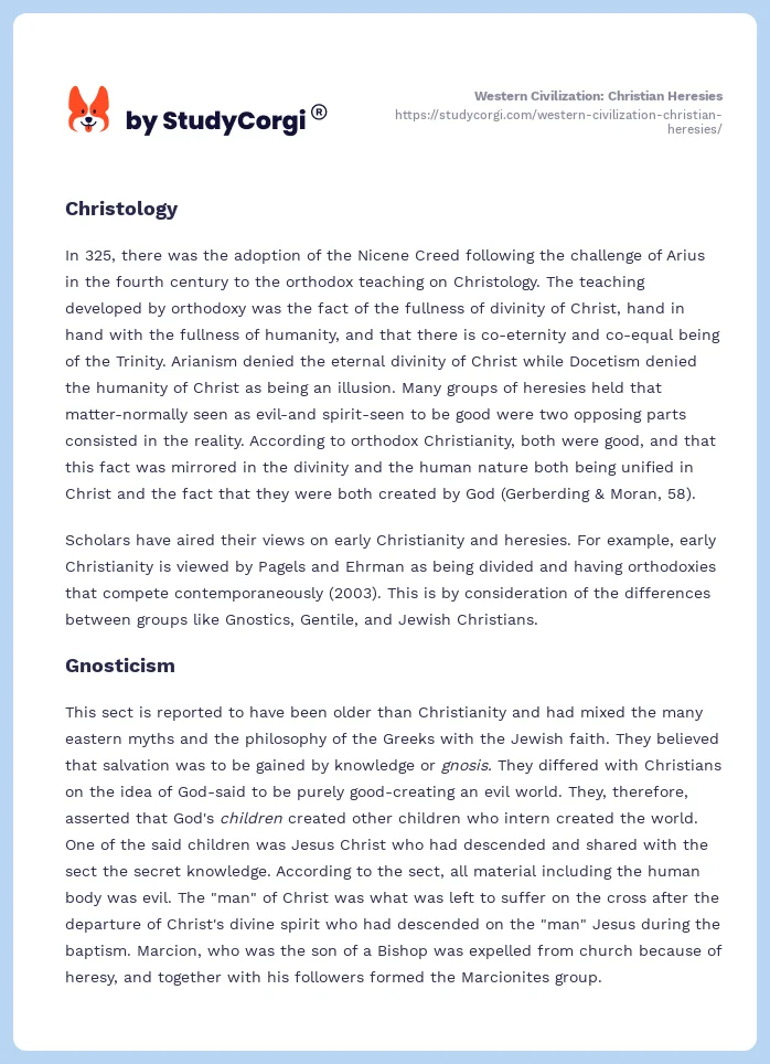 Western Civilization: Christian Heresies. Page 2
