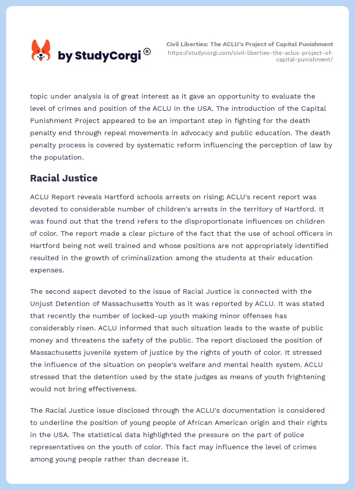 Civil Liberties: The ACLU’s Project of Capital Punishment. Page 2
