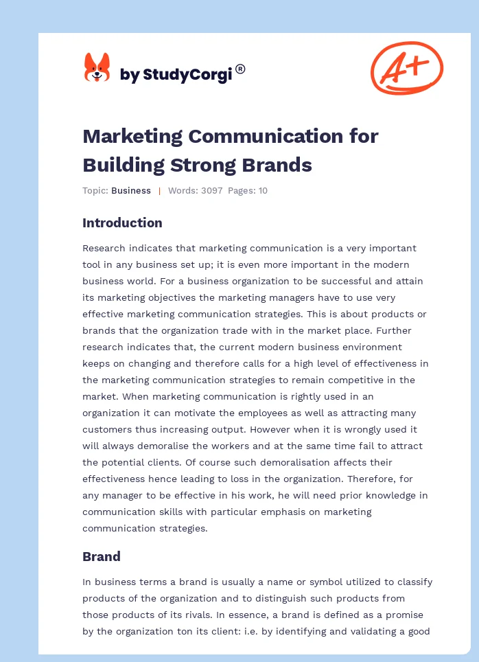Marketing Communication for Building Strong Brands. Page 1
