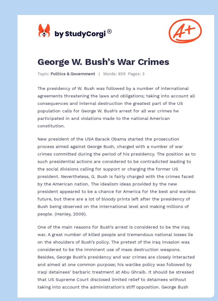 George W. Bush’s War Crimes. Page 1