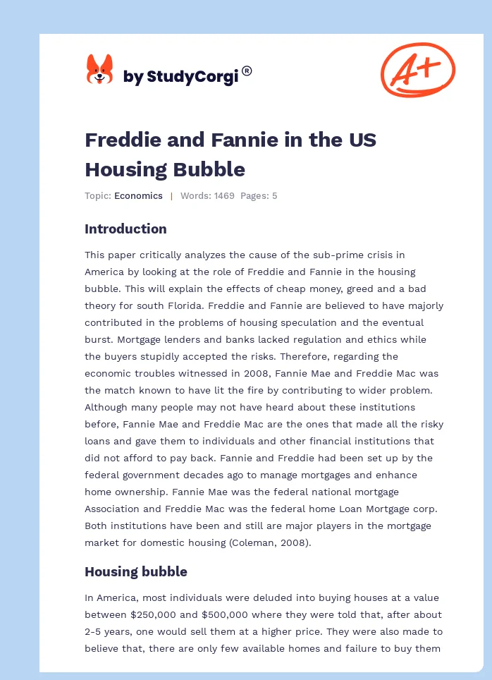 Freddie and Fannie in the US Housing Bubble. Page 1