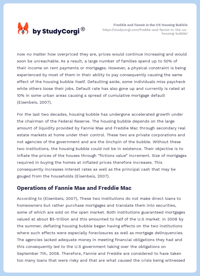 Freddie and Fannie in the US Housing Bubble. Page 2