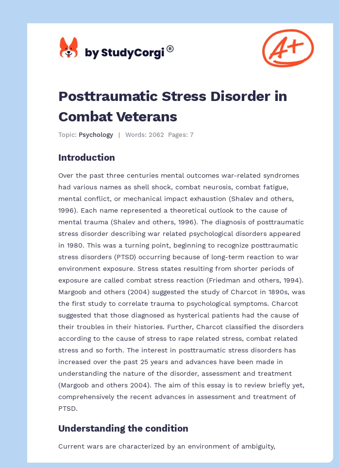 Posttraumatic Stress Disorder in Combat Veterans. Page 1