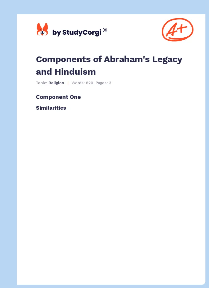 Components of Abraham's Legacy and Hinduism. Page 1