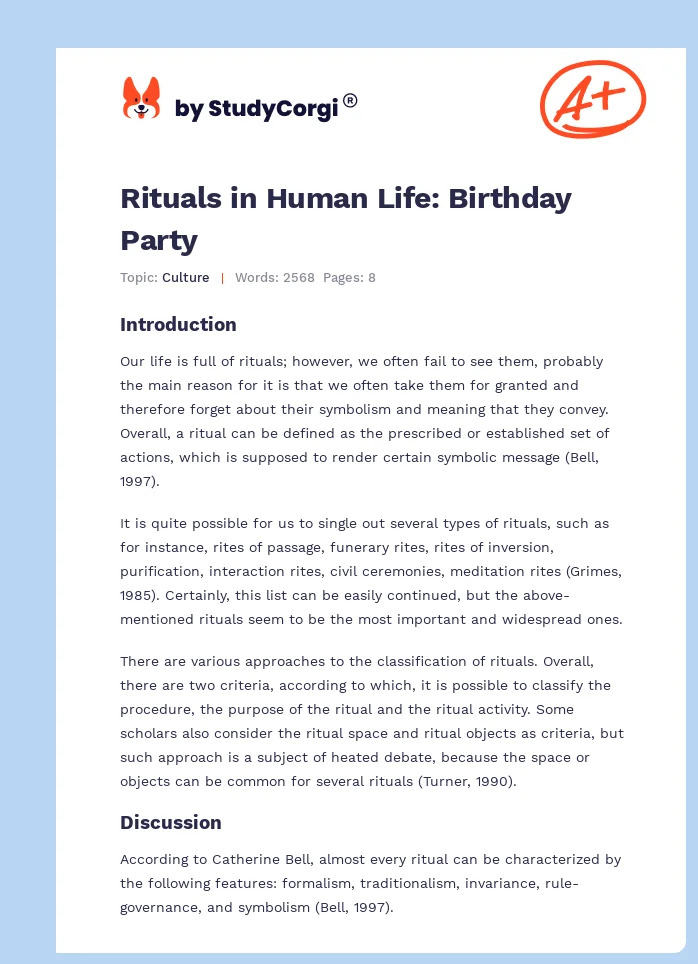 Rituals in Human Life: Birthday Party. Page 1