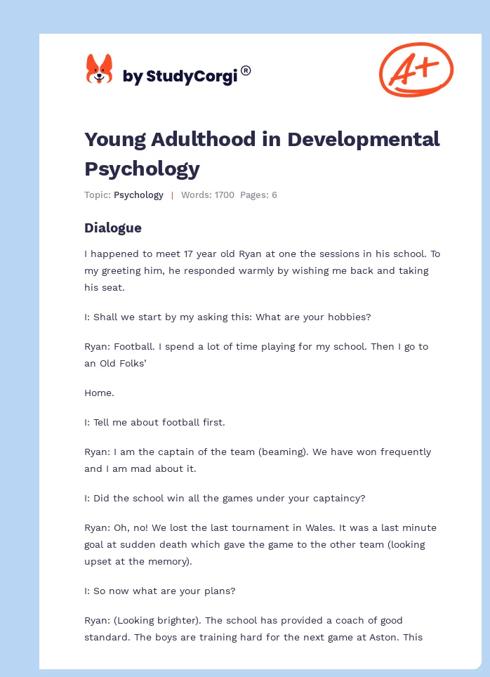 Young Adulthood in Developmental Psychology. Page 1