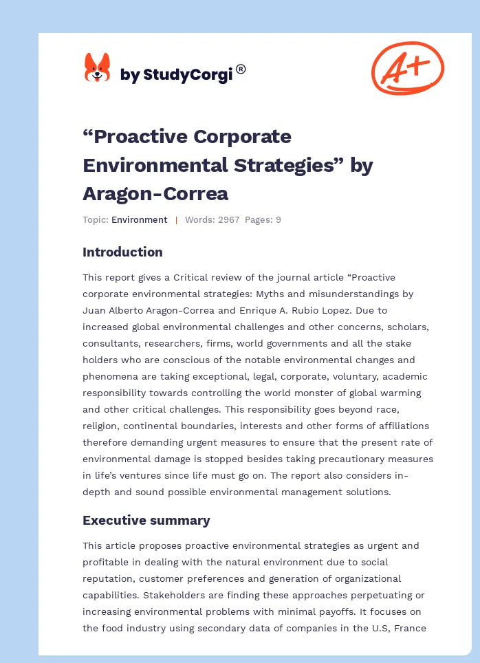 “Proactive Corporate Environmental Strategies” by Aragon-Correa. Page 1