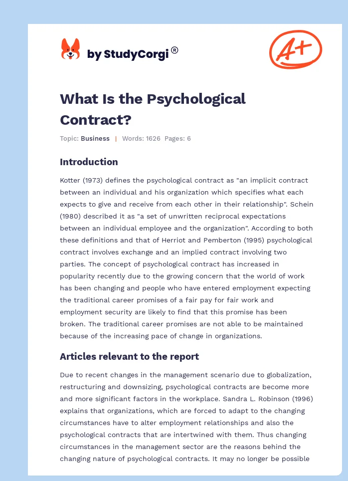 What Is the Psychological Contract?. Page 1