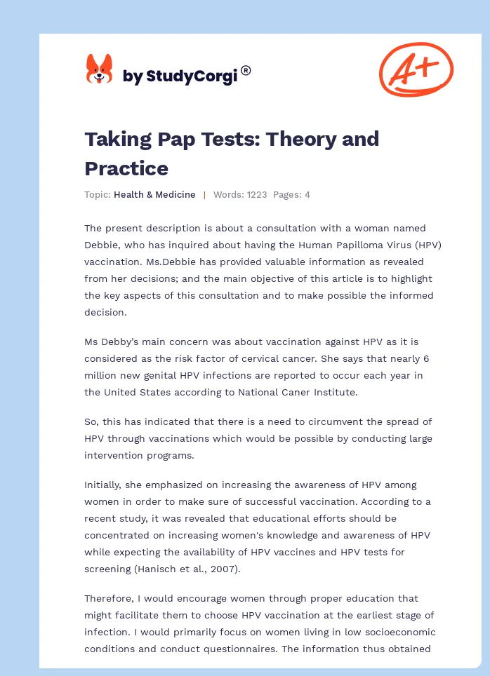 Taking Pap Tests: Theory and Practice. Page 1