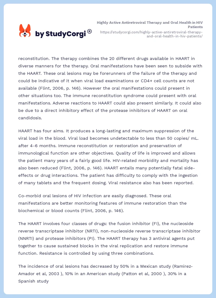 Highly Active Antiretroviral Therapy and Oral Health in HIV Patients. Page 2