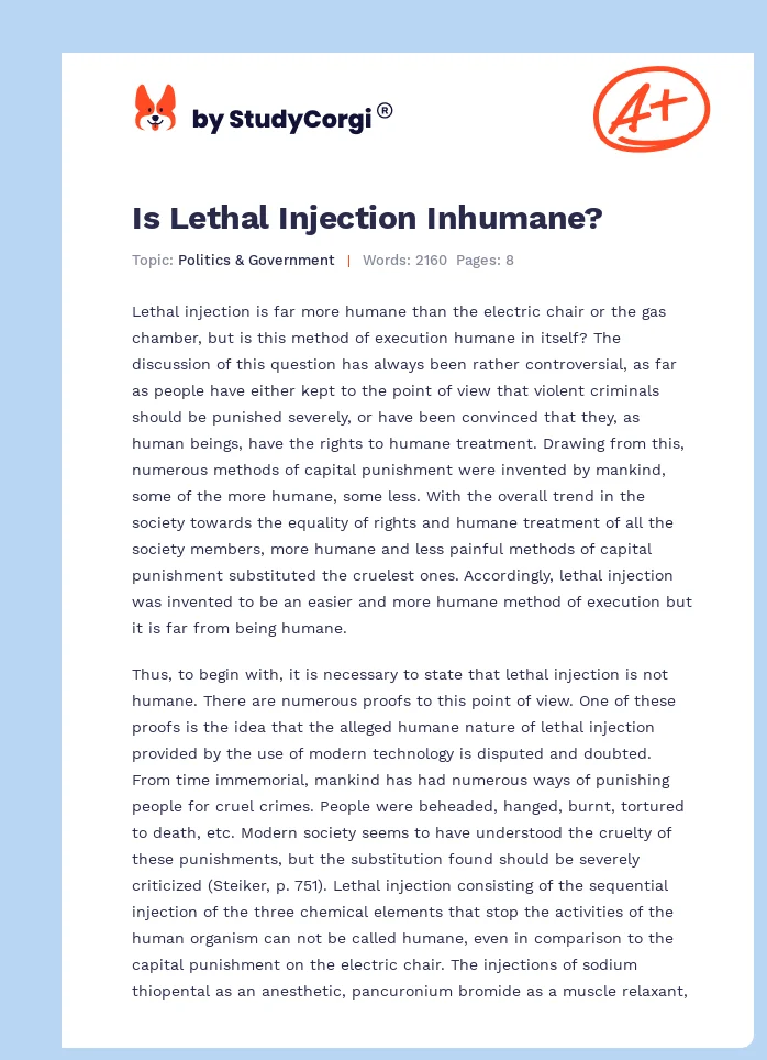 Is Lethal Injection Inhumane?. Page 1