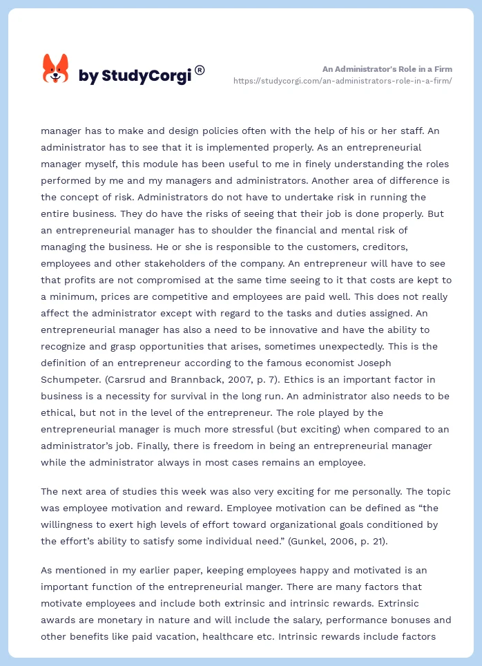 An Administrator's Role in a Firm. Page 2