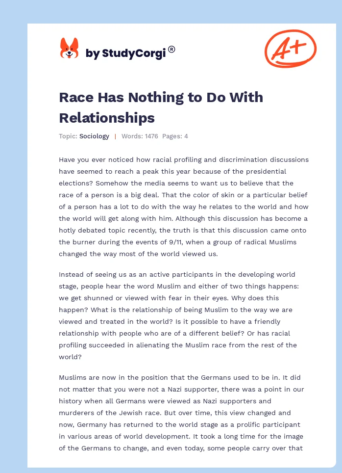 Race Has Nothing to Do With Relationships. Page 1
