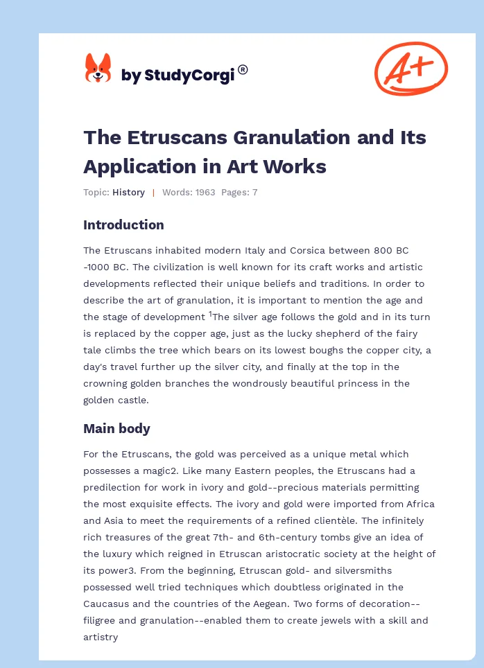 The Etruscans Granulation and Its Application in Art Works. Page 1