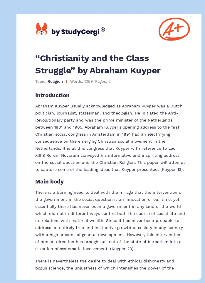 “Christianity and the Class Struggle” by Abraham Kuyper. Page 1