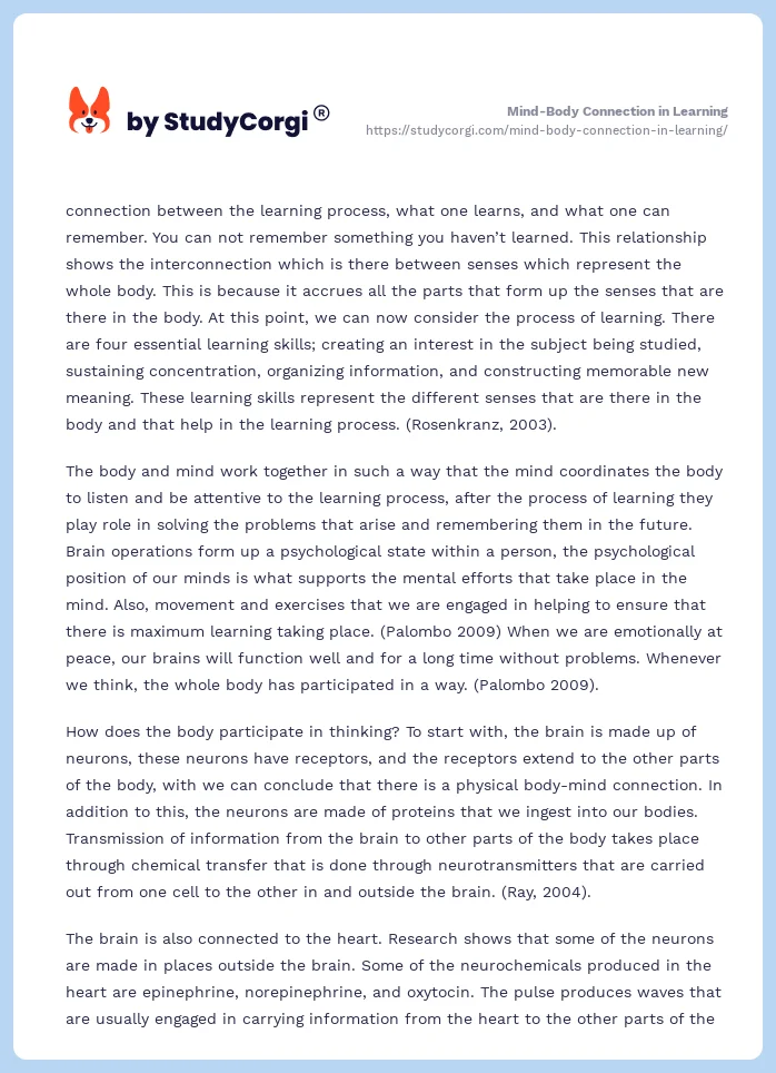 Mind-Body Connection in Learning. Page 2