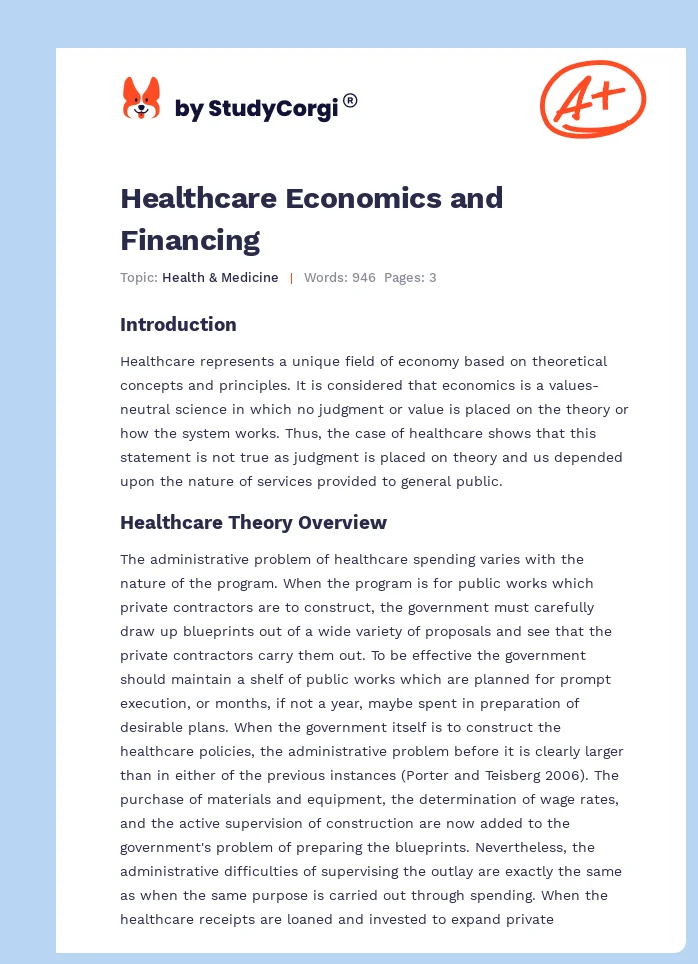 Healthcare Economics and Financing. Page 1