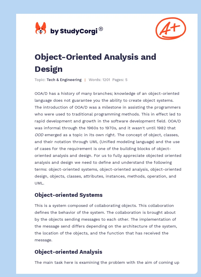 Object-Oriented Analysis and Design. Page 1