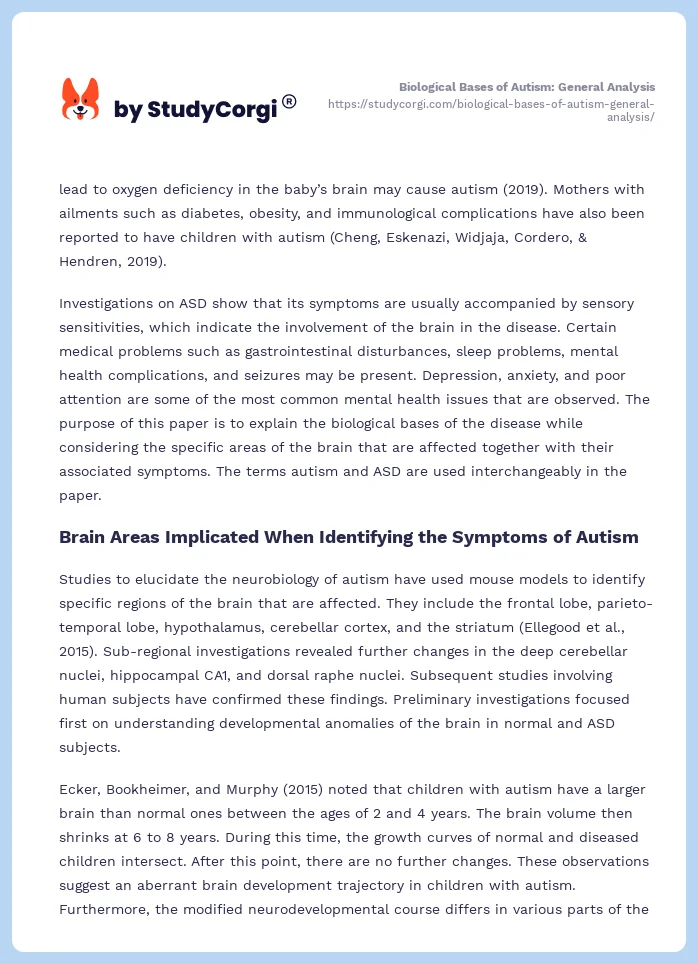 Biological Bases of Autism: General Analysis. Page 2