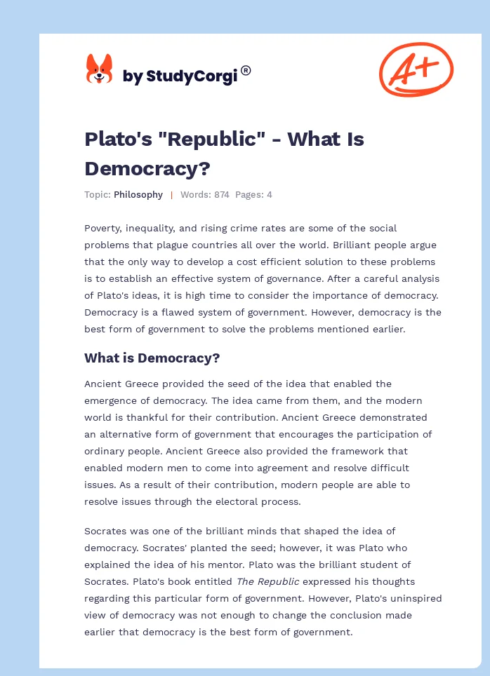 Plato's "Republic" - What Is Democracy?. Page 1