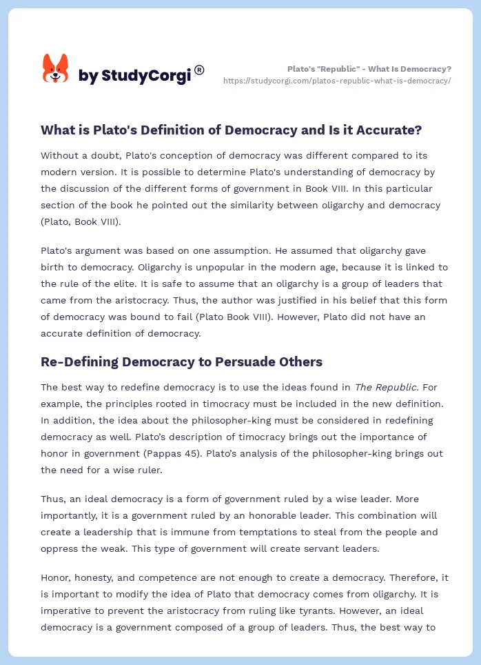 Plato's "Republic" - What Is Democracy?. Page 2