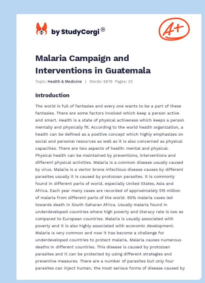Malaria Campaign and Interventions in Guatemala. Page 1