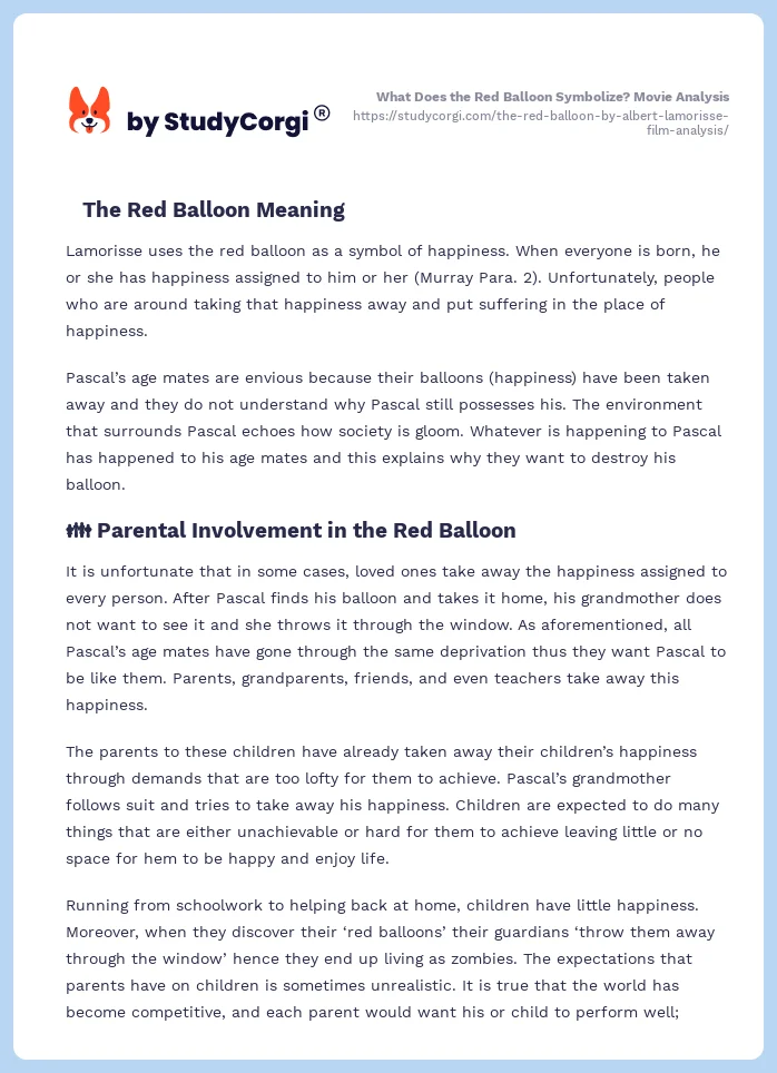 What Does the Red Balloon Symbolize? Movie Analysis. Page 2