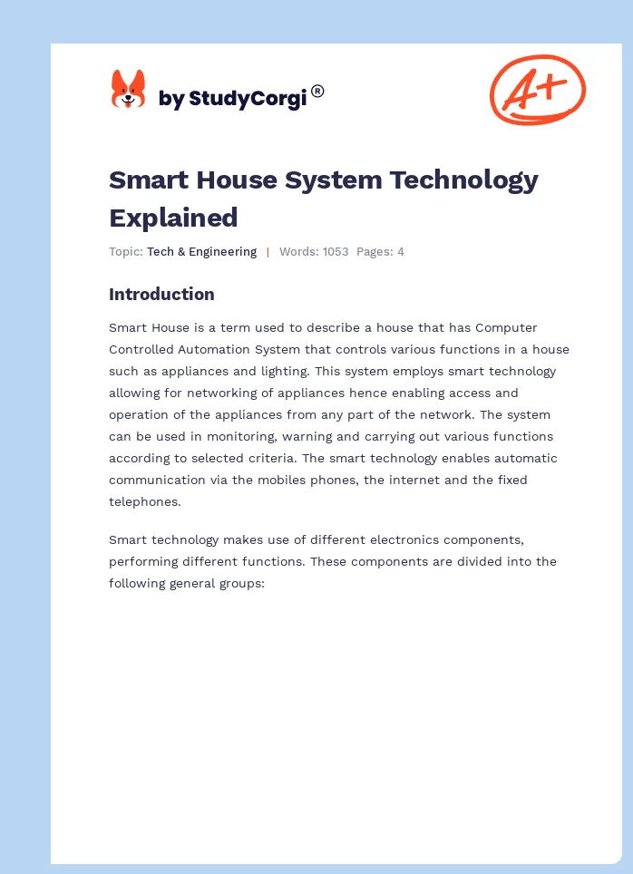 Smart House System Technology Explained. Page 1