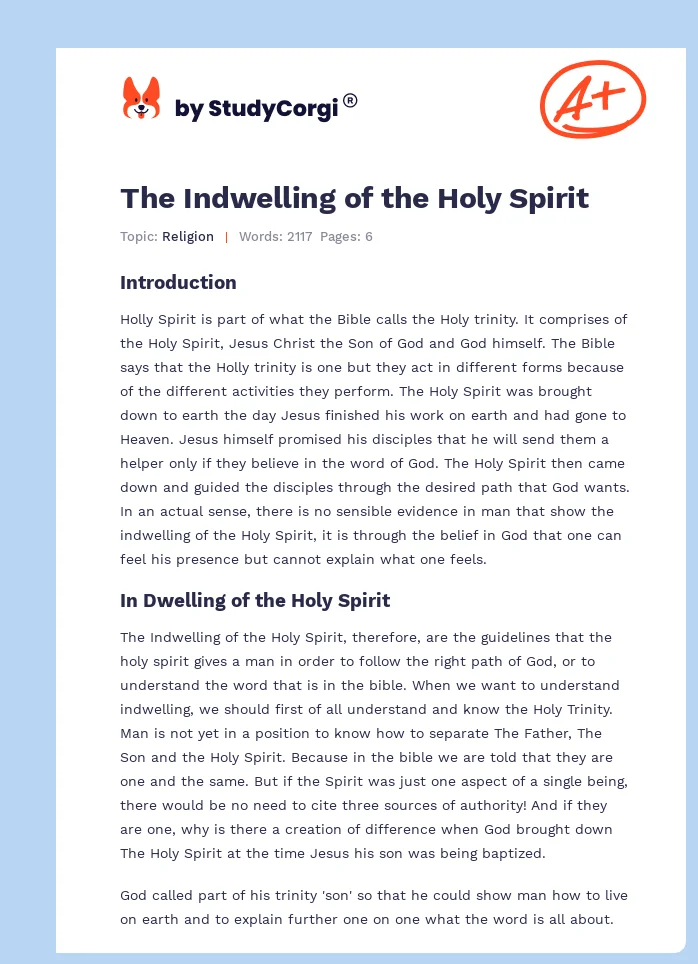 The Indwelling of the Holy Spirit. Page 1