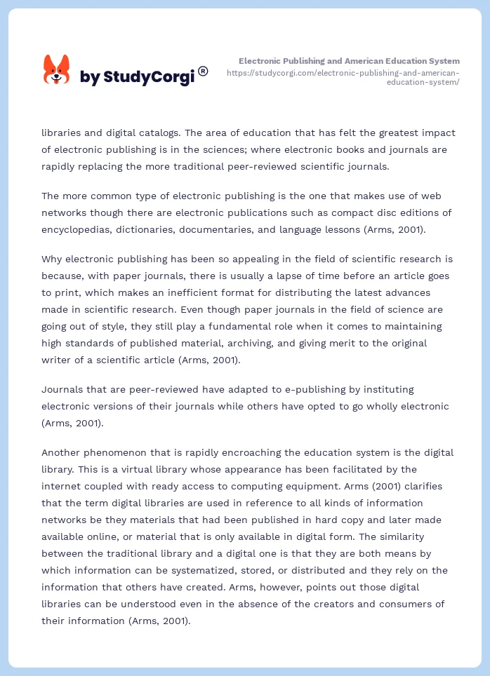Electronic Publishing and American Education System. Page 2