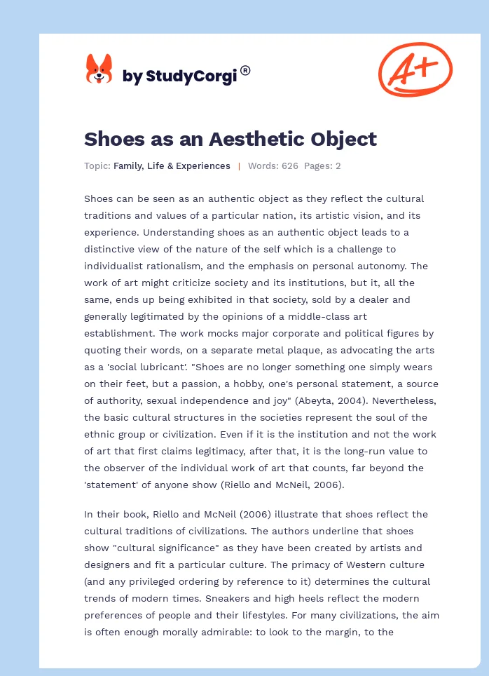 Shoes as an Aesthetic Object. Page 1
