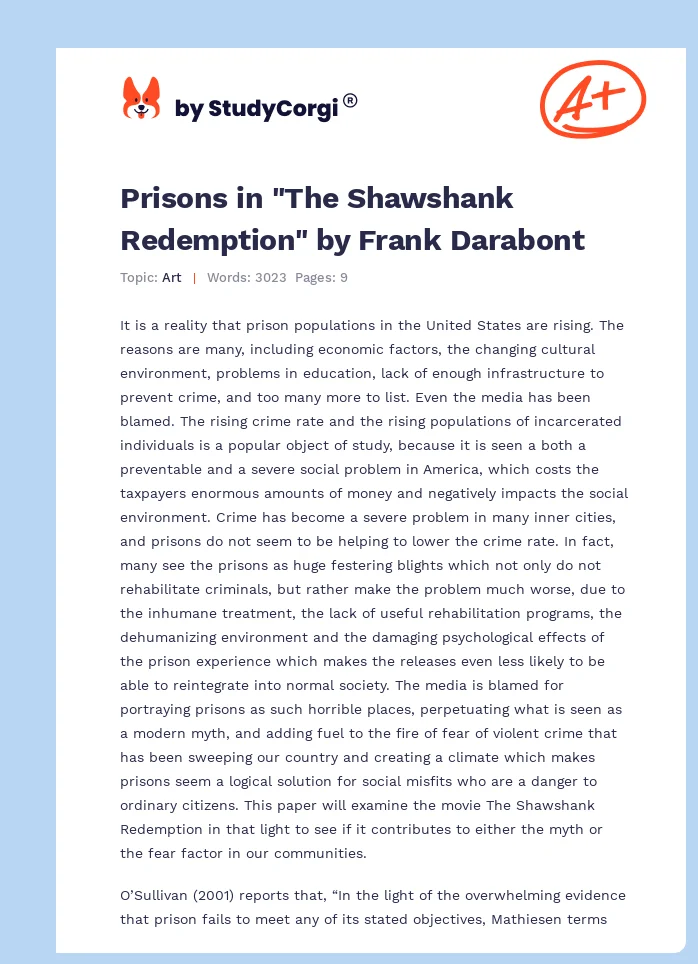 Prisons in "The Shawshank Redemption" by Frank Darabont. Page 1
