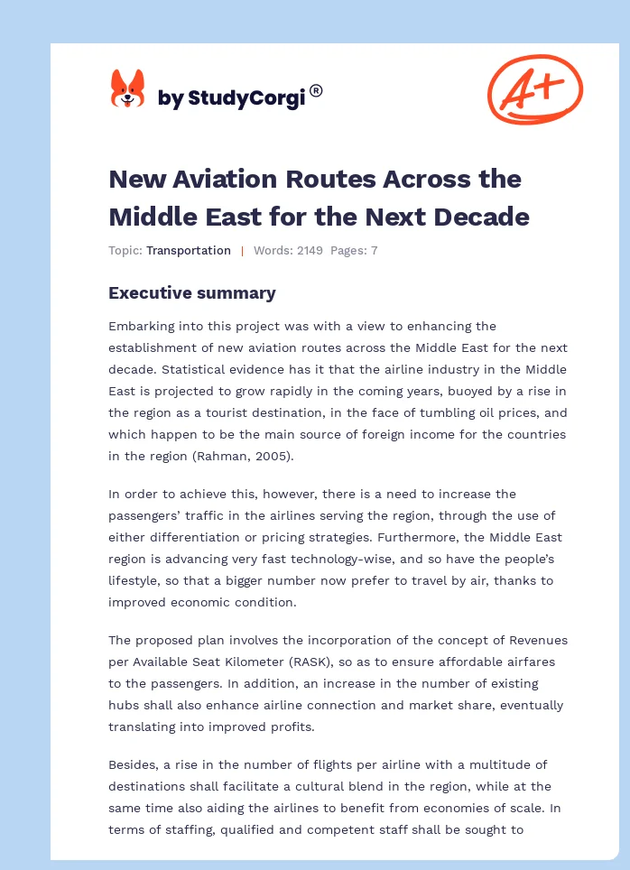 New Aviation Routes Across the Middle East for the Next Decade. Page 1