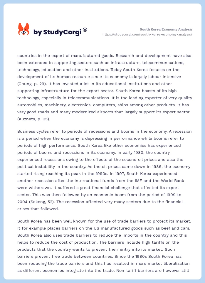 South Korea Economy Analysis. Page 2