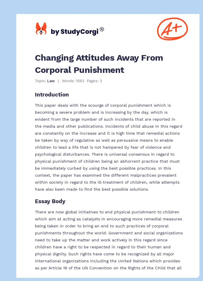 Changing Attitudes Away From Corporal Punishment. Page 1