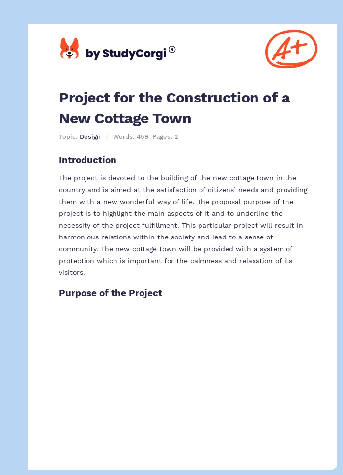 Project for the Construction of a New Cottage Town. Page 1