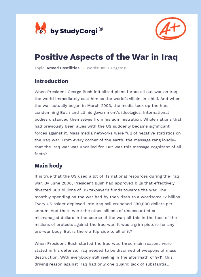Positive Aspects of the War in Iraq. Page 1