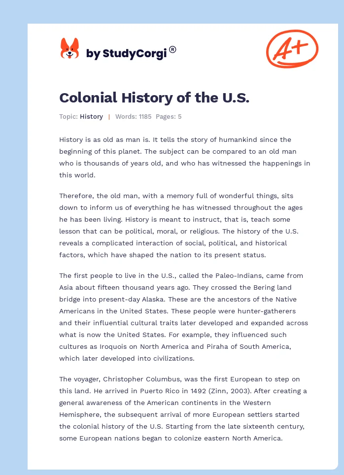 Colonial History of the U.S.. Page 1