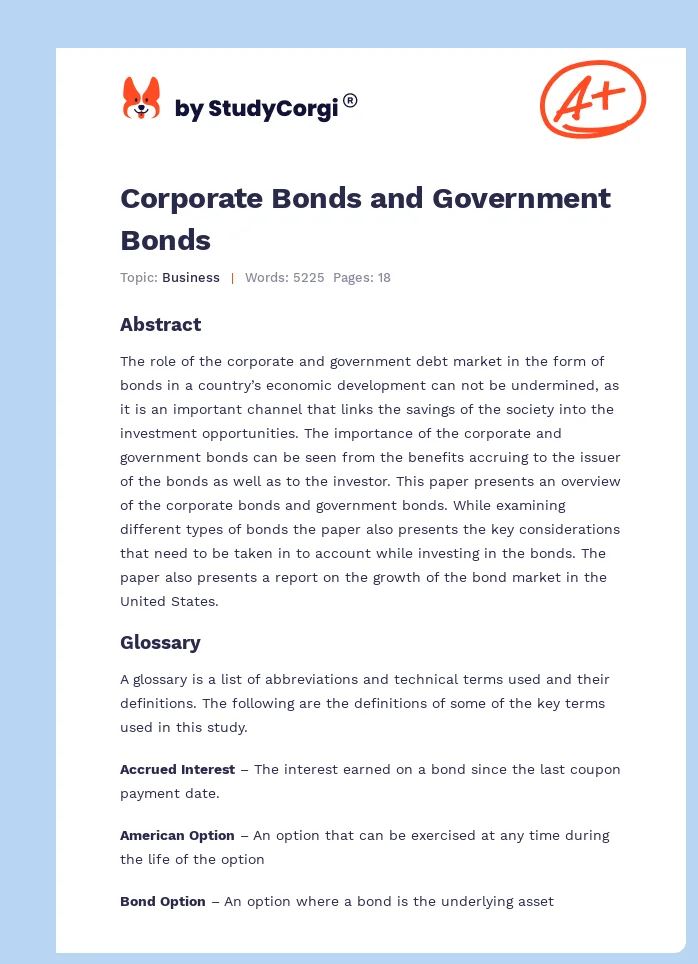 Corporate Bonds and Government Bonds. Page 1