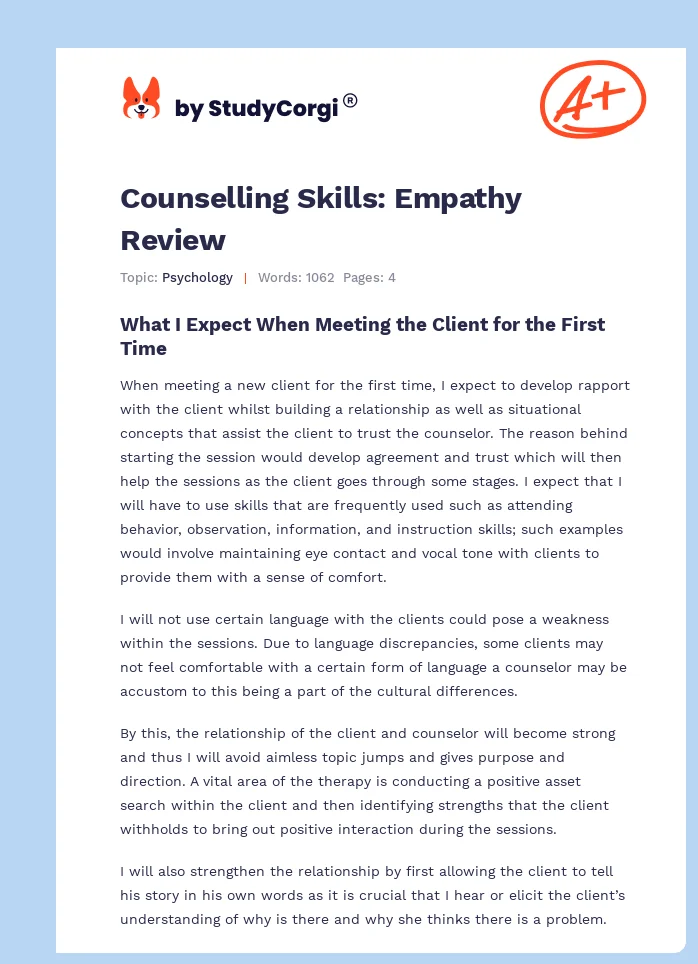 Counselling Skills: Empathy Review. Page 1